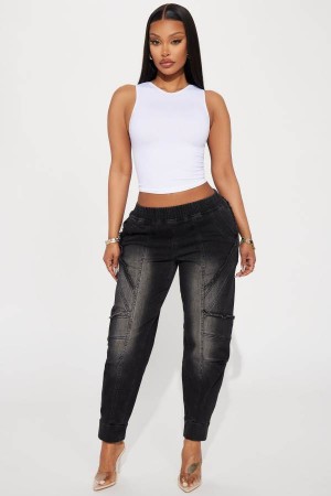 Black Wash Fashion Nova You Know Better Jogger Women Jeans USA | 076928KBU