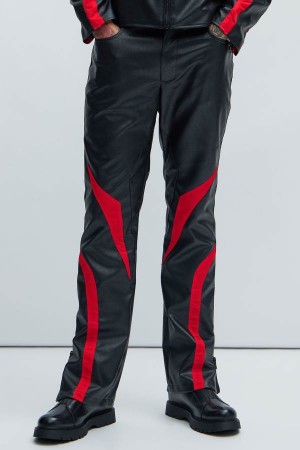 Black / Red Fashion Nova Sydney Moto Men Pants USA | 395487NTB