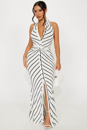 Black / White Fashion Nova You Better Maxi Women Dress USA | 152463XNR