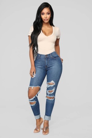 Blue Fashion Nova Beach Bum Women Jeans USA | 374012TVH