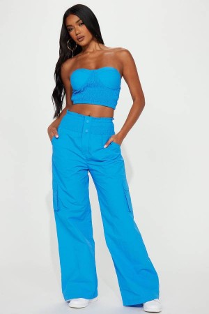 Blue Fashion Nova Cool Enough For You Windbreaker Pant Set Women Pants USA | 736158ENJ