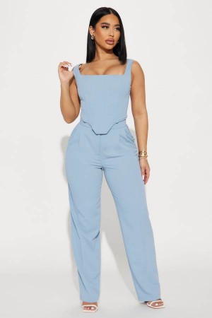 Blue Fashion Nova Karol Corset Pant Set Women Pants USA | 015346RDG