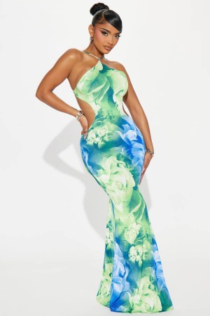 Blue Fashion Nova Pricilla Backless Maxi Women Dress USA | 784916ZCG