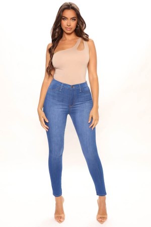 Blue Fashion Nova Tall Emma Super Stretch High Rise Skinny Women Jeans USA | 594738FHD