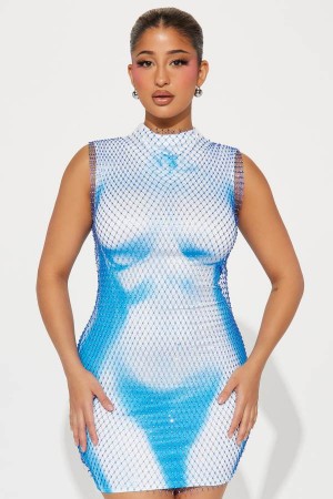 Blue Fashion Nova Tamara Body Heat Mini Set Women Dress USA | 340197ERZ