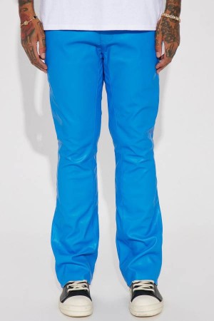 Blue Fashion Nova Upscale Faux Leather Flare Men Pants USA | 023415RLB