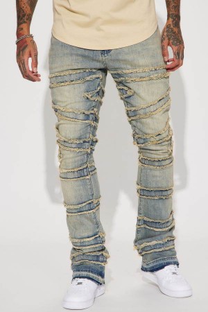 Blue Wash Fashion Nova About Fray Stacked Skinny Flare Men Jeans USA | 190546EDB