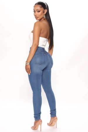 Blue Wash Fashion Nova Classic Beauty Booty Lifter Skinny Women Jeans USA | 841269HZO