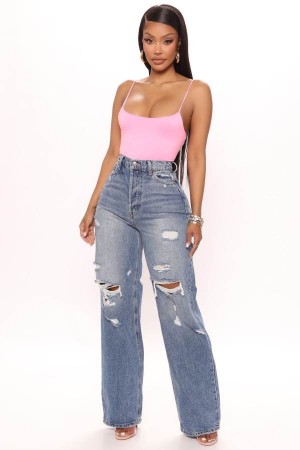 Blue Wash Fashion Nova On Trend 90's Baggy Women Jeans USA | 542981ILW