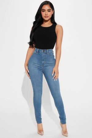 Blue Wash Fashion Nova Petite Dare Devil High Rise Skinny Women Jeans USA | 638450GXS