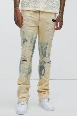 Blue Wash Fashion Nova Still On It Stacked Skinny Flare Men Jeans USA | 047136KUZ