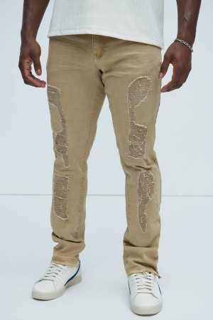 Brown Fashion Nova Colter Slim Men Pants USA | 812475BPK