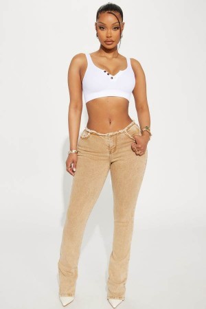 Brown Fashion Nova Highly Motivated Stretch Bootcut Women Jeans USA | 016495ESL