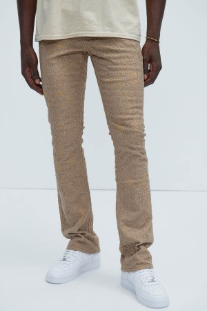 Brown Fashion Nova No Trace Just Lace Stacked Skinny Flare Men Pants USA | 850637HZM