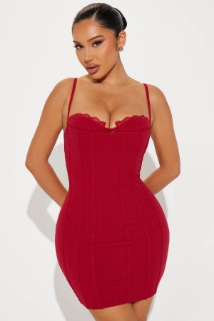 Burgundy Fashion Nova Bellucci Micro Mini Women Dress USA | 695407PLE