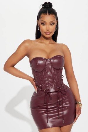 Burgundy Fashion Nova Can't Look Away Micro Mini Women Dress USA | 426981KOV