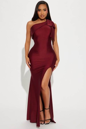 Burgundy Fashion Nova Gabriette Maxi Women Dress USA | 204617NAI