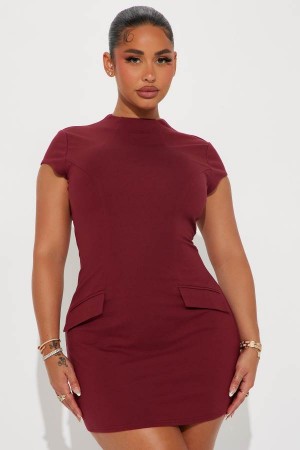 Burgundy Fashion Nova Melodie Mini Women Dress USA | 386127BFW