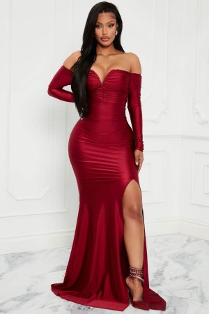 Burgundy Fashion Nova Need To Know Maxi Women Dress USA | 415893MET