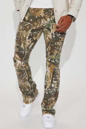 Camo Fashion Nova In Action Camo Stacked Skinny Flare Men Jeans USA | 501987SHJ