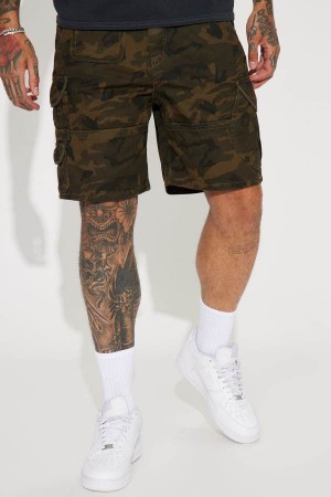 Camo Fashion Nova Next Moves Twill Cargo Men Shorts USA | 498165OGN