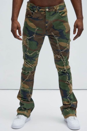 Camo Fashion Nova On Command Stacked Skinny Flare Men Pants USA | 769318WEG