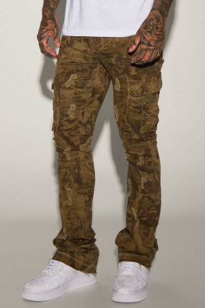 Camo Fashion Nova On The Hunt Cargo Stacked Skinny Flare Men Pants USA | 894205KFS