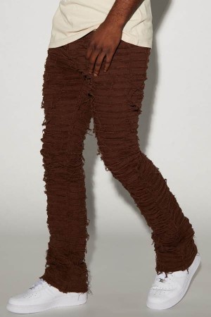 Chocolate Fashion Nova Crew Stacked Skinny Flare Men Pants USA | 689247LTD