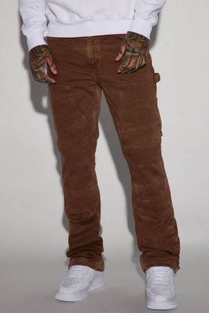 Chocolate Fashion Nova Indestructible Flared Carpenter Men Pants USA | 092658PJU