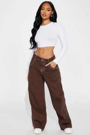 Chocolate Fashion Nova Palermo Non Stretch Skater Women Jeans USA | 301542URE