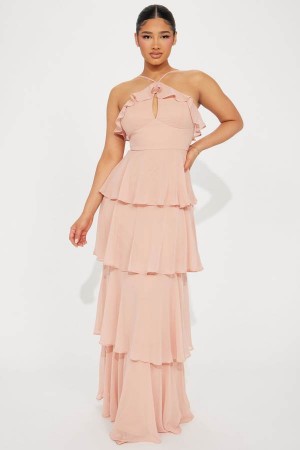 Coral Fashion Nova Tabitha Chiffon Maxi Women Dress USA | 123056IZG