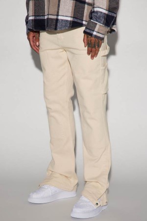 Cream Fashion Nova Indestructible Flared Carpenter Men Pants USA | 721045KWJ