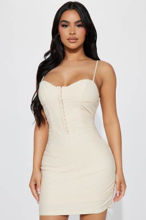 Cream Fashion Nova Kaela Mini Women Dress USA | 926410LYG