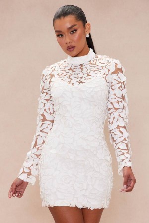 Cream Fashion Nova Karter Textured Mini Women Dress USA | 076341AUY