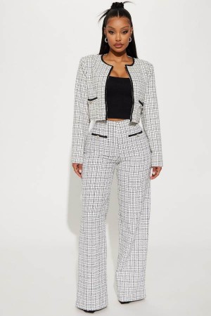 Cream Fashion Nova Tara Tweed Pant Set Women Pants USA | 196284GUE