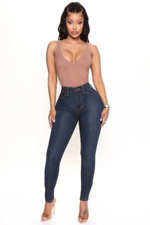 Dark Blue Fashion Nova Classic Beauty Booty Lifter Skinny Women Jeans USA | 068549YOF