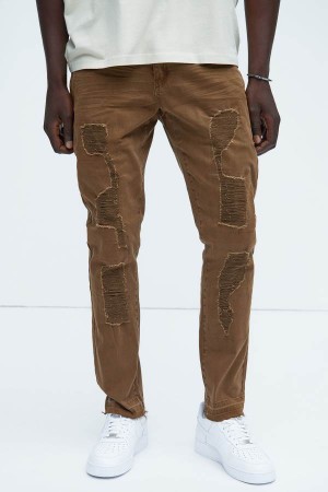 Dark Brown Fashion Nova Colter Slim Men Pants USA | 057842EAO