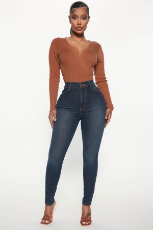 Dark Wash Fashion Nova Dare Devil High Rise Skinny Women Jeans USA | 932170VEB