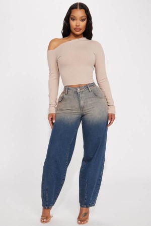 Dark Wash Fashion Nova Done And Dusted Tinted Mom Women Jeans USA | 964810ZBJ