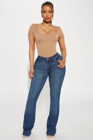 Dark Wash Fashion Nova Jessie Mid Rise Bootcut Women Jeans USA | 914825KZR