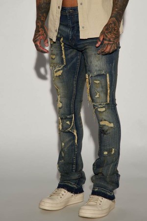 Dark Wash Fashion Nova Square It Out Stacked Skinny Flare Men Jeans USA | 217485GYM