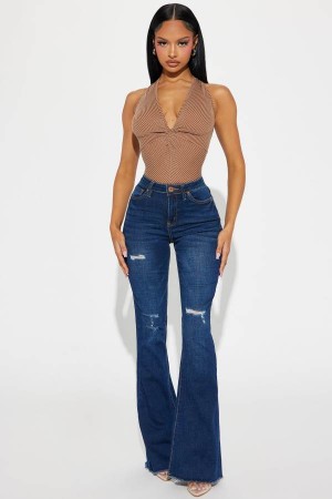 Dark Wash Fashion Nova Take It Or Leave It Stretch Flare Women Jeans USA | 925840GJD