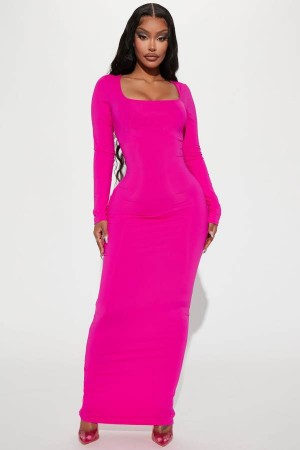 Fuchsia Fashion Nova Noelle Maxi Women Dress USA | 497365RBH