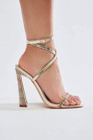 Gold Fashion Nova A Night To Remember Heeled Women Sandals USA | 780596ESY