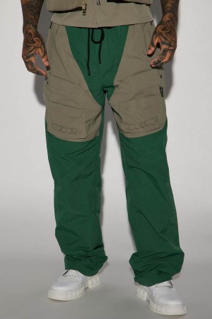 Green Fashion Nova Ahead Of My Game Straight Nylon Utility Men Pants USA | 832047SCG