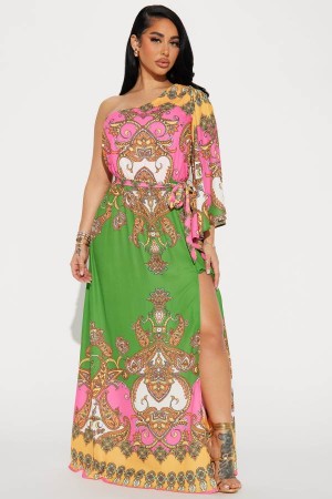 Green Fashion Nova Amalfi Coast Maxi Women Dress USA | 985461ROZ