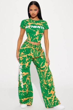 Green Fashion Nova Be Authentic Wide Leg Women Pants USA | 923841ZLW