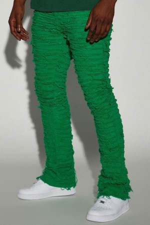 Green Fashion Nova Crew Stacked Skinny Flare Men Pants USA | 471832ZBX