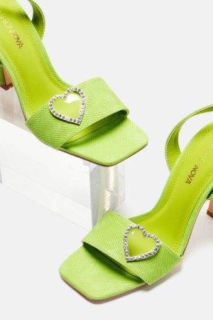 Green Fashion Nova Easy To Love Heeled Women Sandals USA | 836501MID