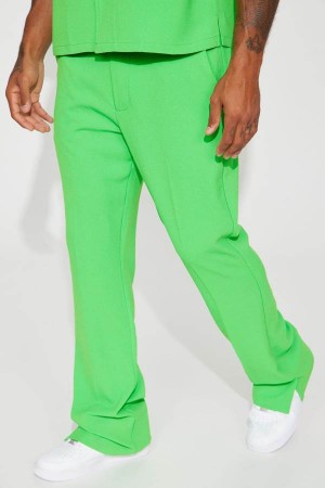 Green Fashion Nova Golden Hour Slit Flare Men Pants USA | 490285CSI